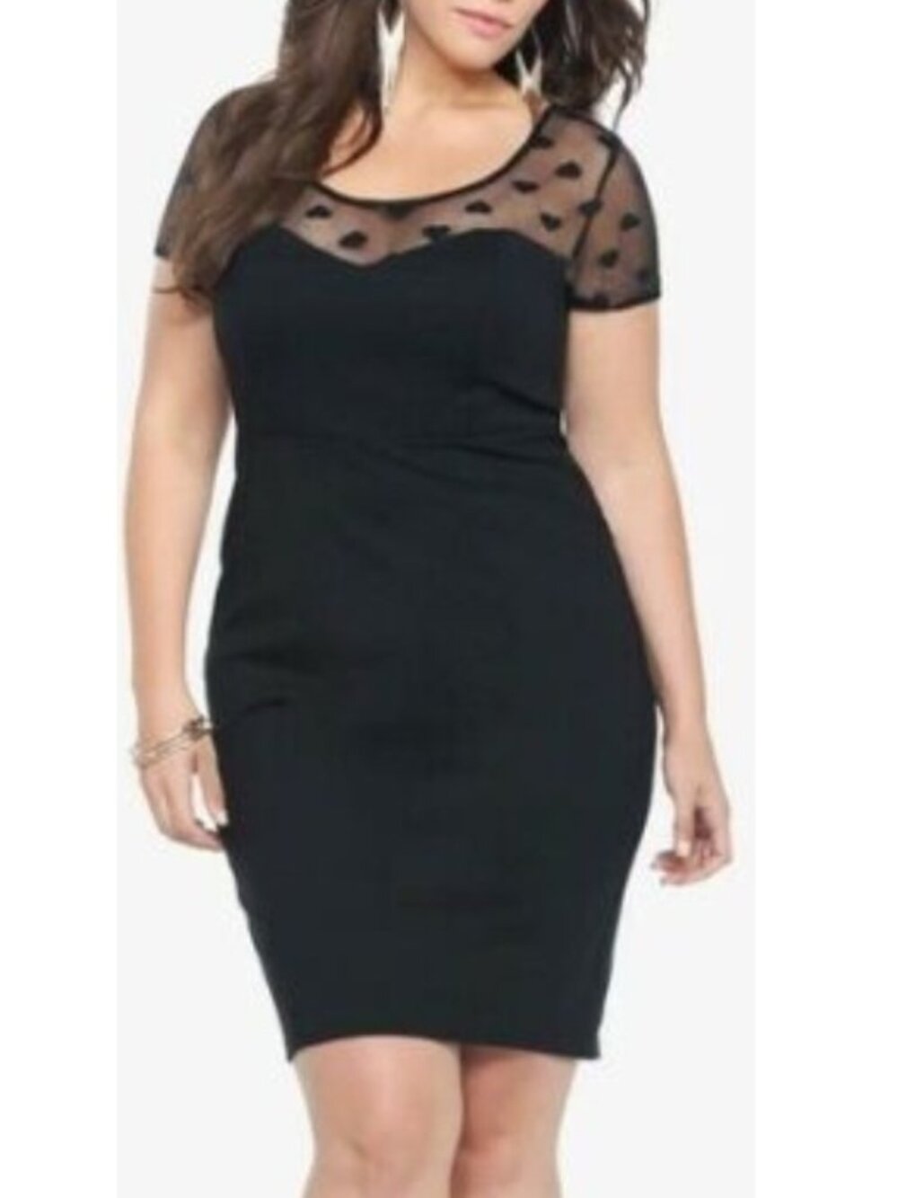 Torrid 26W 4X Heart Mesh Pinup Sweetheart Ponte Knit Pencil Dress